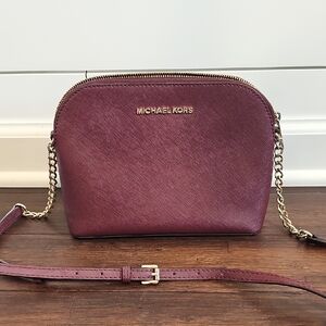 Michael Kors Plum Saffiano Leather Crossbody with Gold Hardware